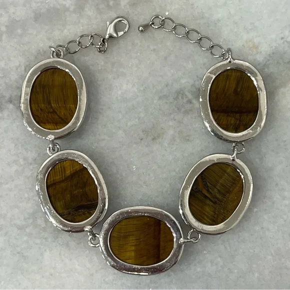 Tiger’s Eye Large Cabochon Silver Bracelet
